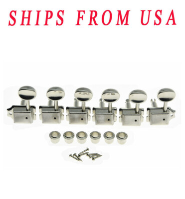 KAISH Left Handed 6 Inline Strat/Tele Vintage Guitar Tuning Keys Tuners Nickel
