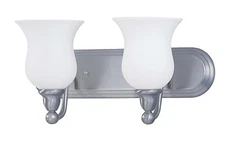 Brushed Nickel And Satin White Glass Energy Star 2 Light LED Bath Orig $165