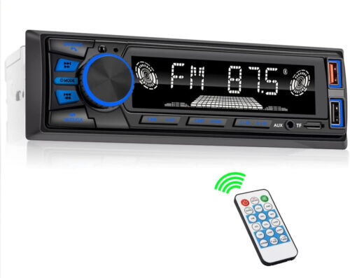 Lecteur stéréo voiture Bluetooth mains libres/ FM/DUAL USB/ TF/AUX MP3 1-DIN NEUF - Photo 1/11