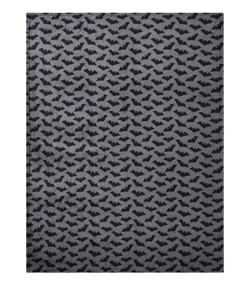 Kate Aurora Halloween Accents Spooky Black Bats Plush Accent Throw Blanket - Image 4 of 4