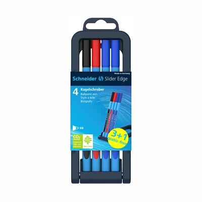 Schneider Kugelschreiber Slider Edge XB - 4er-Box schwarz, rot, 2x blau