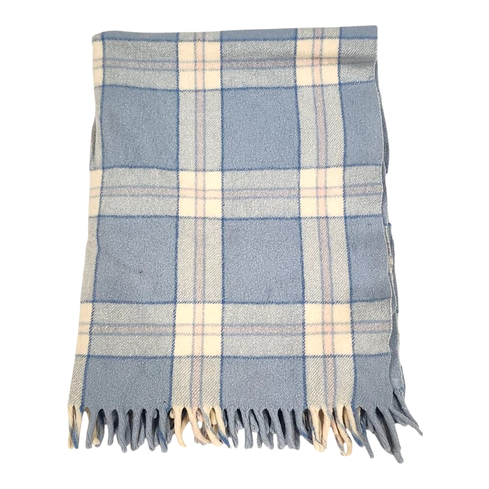 Manta de lana para bebé vintage a cuadros azul pastel, blanco, rosa Appx 30"x38” *Leer Foto 2 de 4