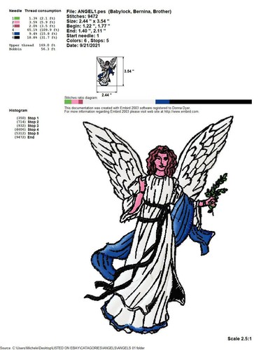 92 ANGELS Embroidery Machine Designs Patterns PES JEF HUS DST EXP VP3 USB DRIVE - Picture 11 of 12