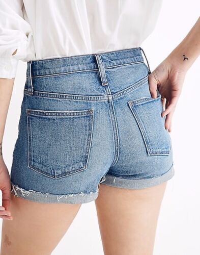 Madewell pantaloncino donna blu a vita alta denim vernice splatter taglia 25 - Foto 2 di 11