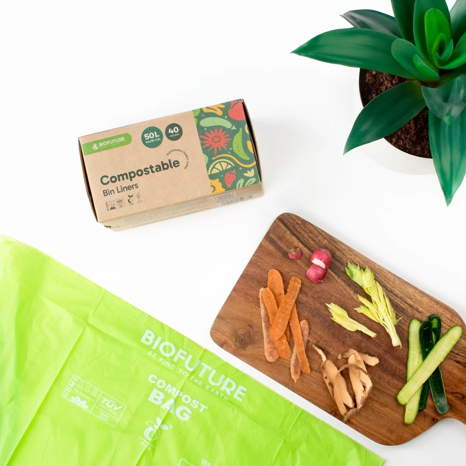 40 x 50L Compostable Bin Liners – Biodegradable Kitchen Waste Bags | EN13432 - Image 2 of 4