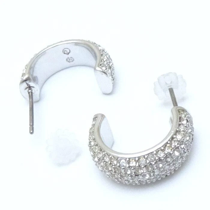 Swarovski Mezzo Cerchio Orecchini Trasparente Placcato Argento 16.8mm x 6.1mm - Immagine 3 di 4