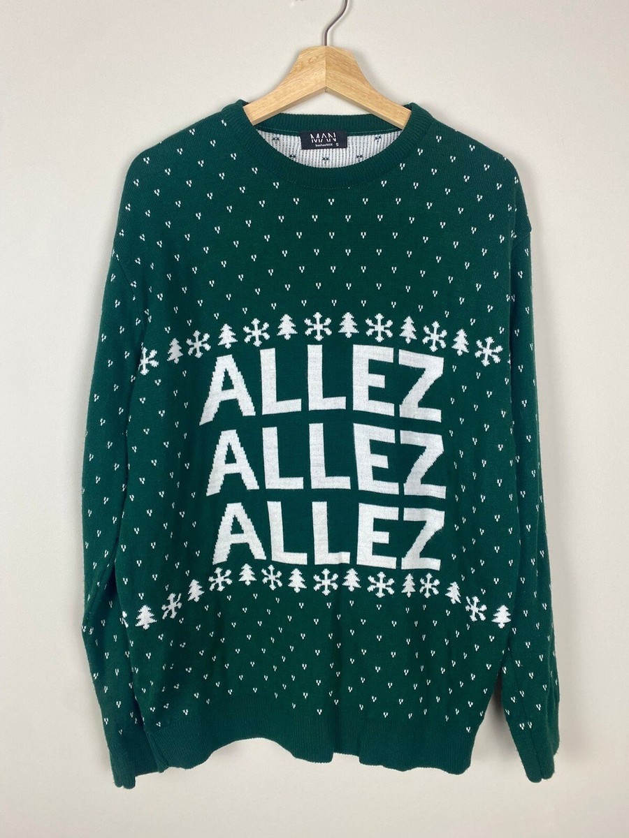 BOOHOO MAN Men's Christmas Festive Green Allez Pullover Jumper