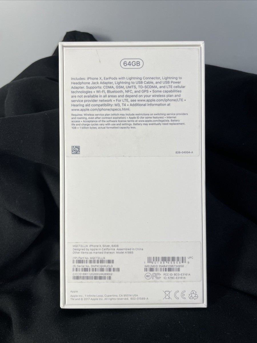 Apple iPhone X 64GB Silver (Empty Box) | eBay