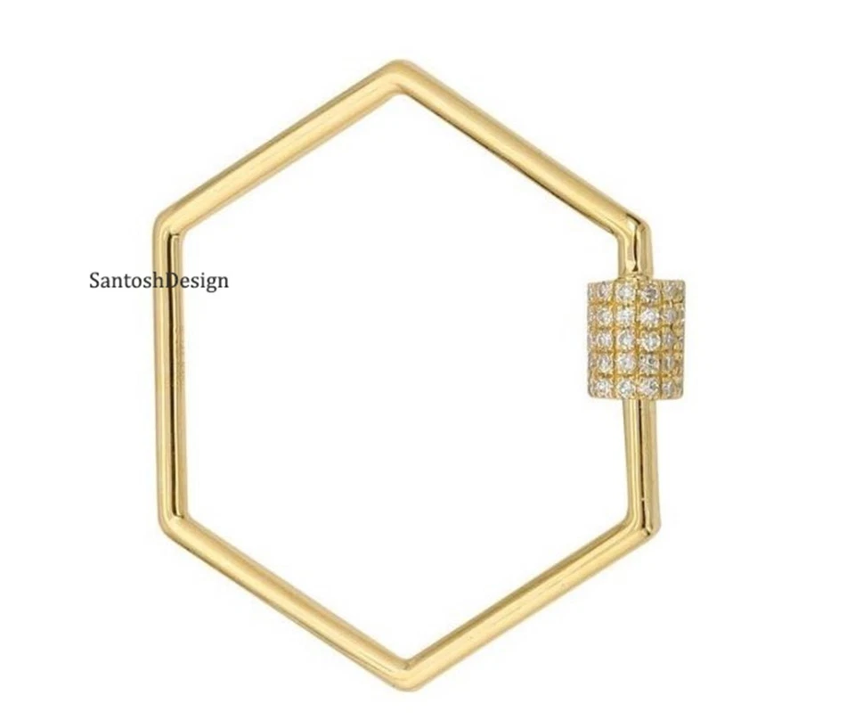 Beautiful Hexagon Silver CZ Diamond Carabiner Lock Clasp,Handmade Clasp Jewelry - Image 4 of 4