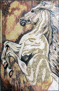 White Horse Tile Stone Art Wall Mural Marble Mosaic AN316 ...