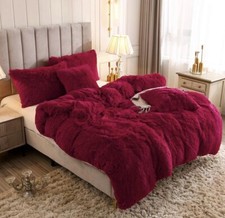 Luxurious Fluffy 1Pc Solid Duvet Cover Faux Fur Plush Shaggy Quilt Cover