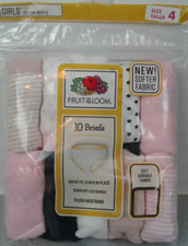 Fruit Of The Loom Girls Tag-Free Package Of 10 Cotton Briefs Size 4 - New  67 