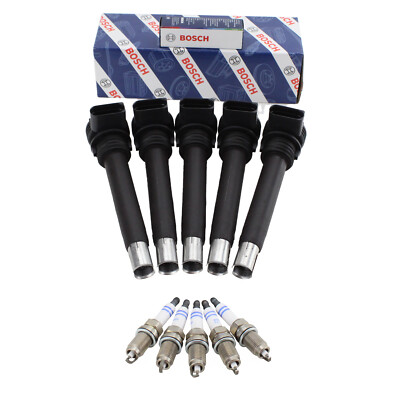 #ad Bosch 5 Ignition Coils 5 Nickel Spark Plugs Kit For Beetle Golf Jetta Passat 2.5 $187.95