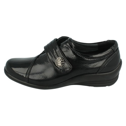 Ladies Simone E/EE Fit Black Patent Hook & Loop Strap Shoes By Padders £65.00 - Picture 4 of 10