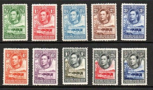 Bechuanaland, Teileset auf 5s schwarz & tief ultramarin, SG 118-127, POSTFRISCH, 1938.