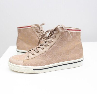 Women's GUCCI GG Monogram Canvas High Top Sneakers RARE 37 US7 made in  ITALY | eBay