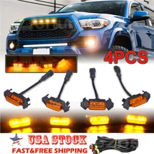 4pcs Raptor Style Amber Grille LED Light DRL For Toyota Tacoma TRD Pro 2016-2021