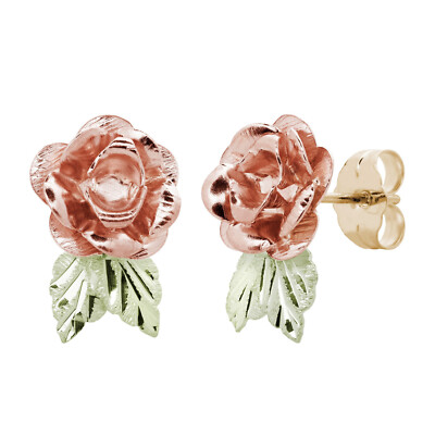 Black Hills Ohrstecker Gold blühende Rose
