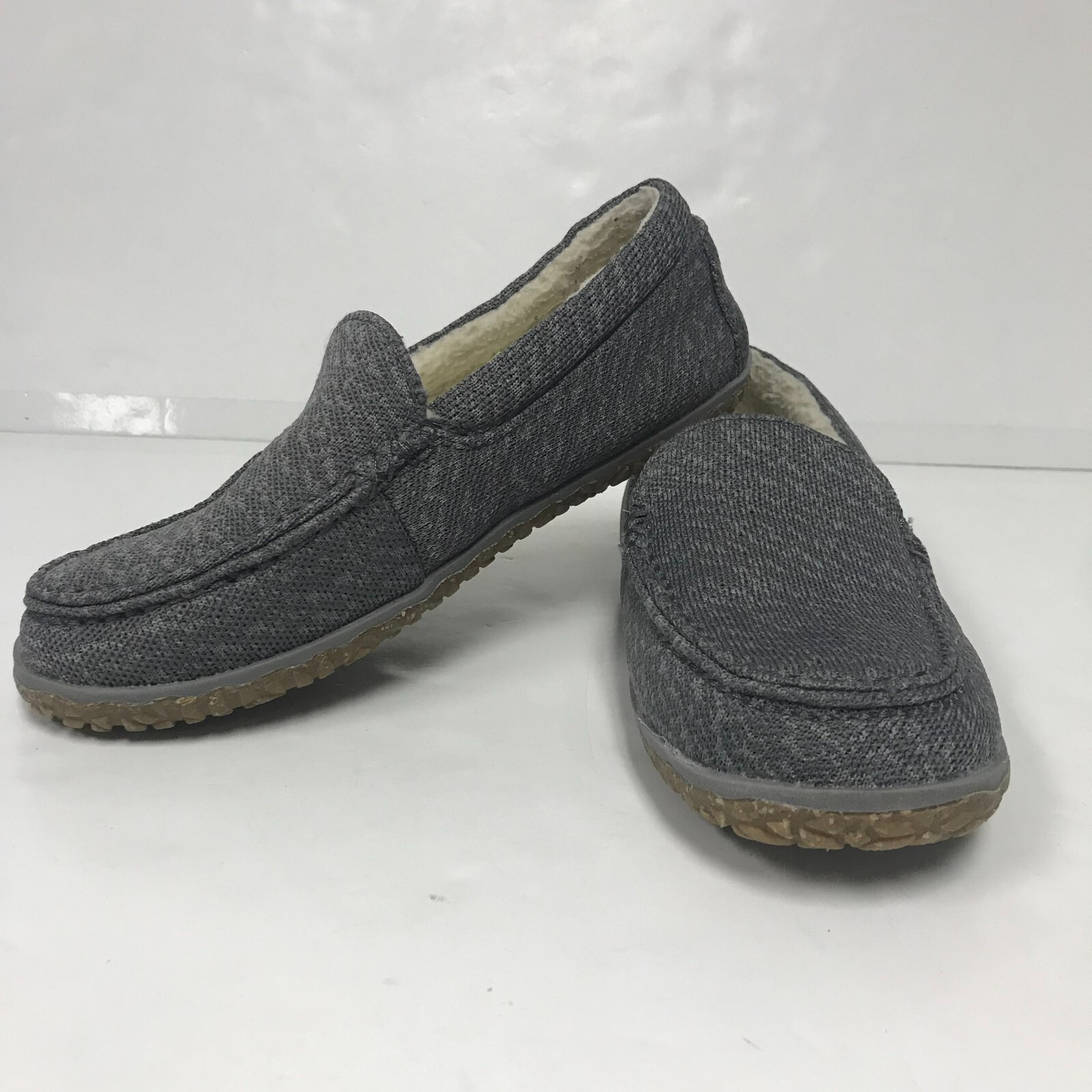 SAOLA Minnetonka Ciabatte Donna 9M Grigio Maglia Fodera Pelliccia Ecopelliccia Suola Gomma Slip On