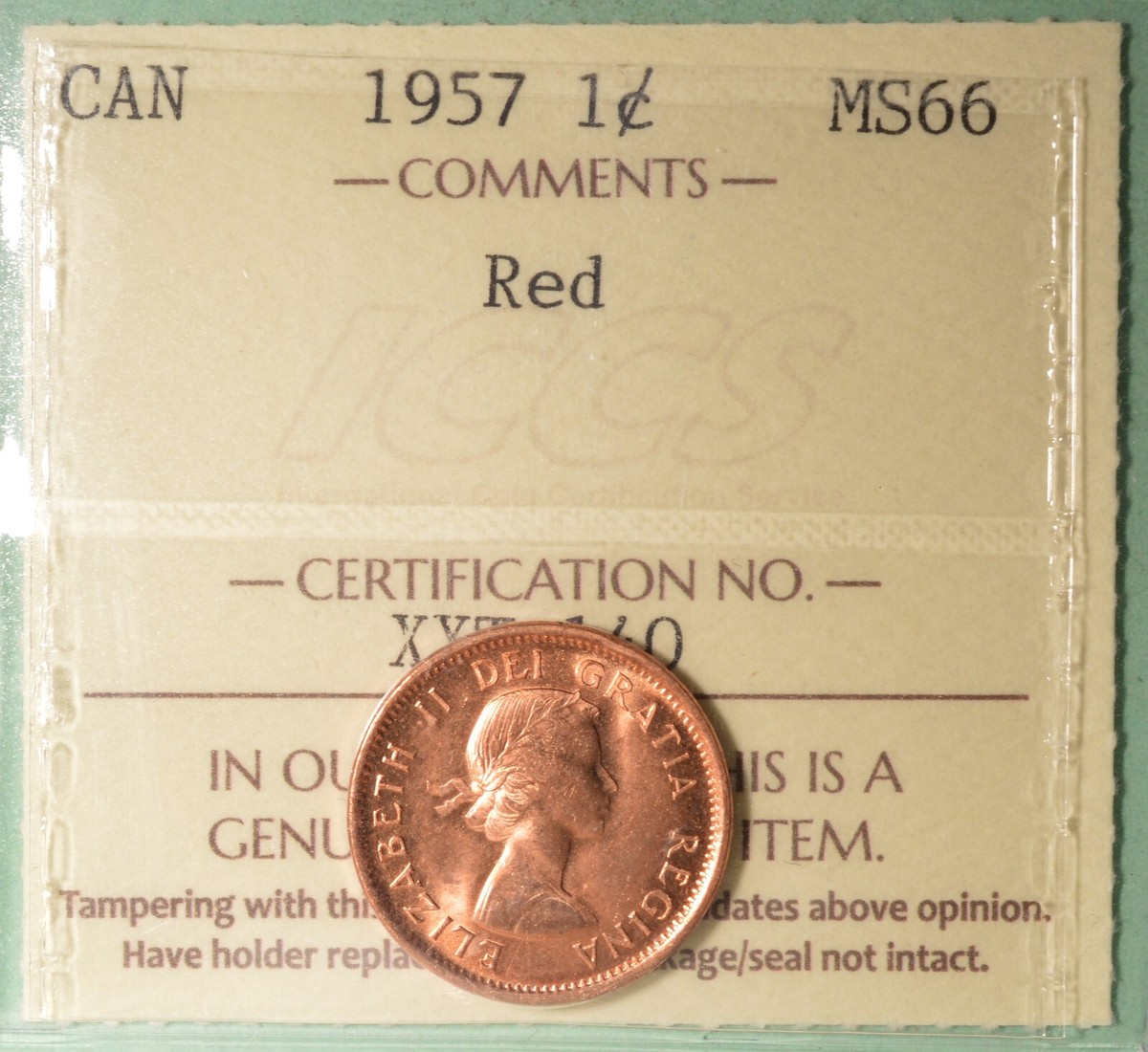 【クネーム】1786・1791 1957 Canada Penny - Graded - ICCS MS-66 Serial #XXT-140 | eBay