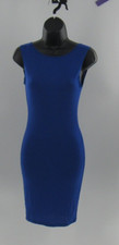 Women Blue Solid Bodycon Back Cut Out Dress Stretchy Knee Length Size Small EUC