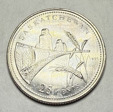 1867-1992 Canadian Saskatchewan Quarter 25Cent Coin from Roll. Uncirculated BU