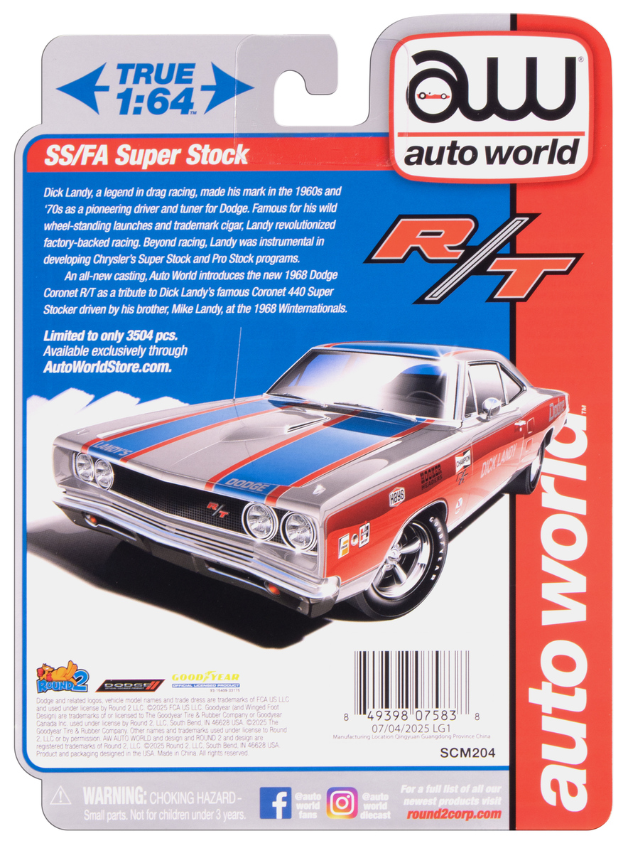 Dotoriページ Auto World 1968 Dodge Coronet R/T (Dick Landy) (AW Exclusive) 1:64