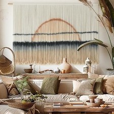 Macrame Wall Hanging Large Sunset Dip Dye Boho Tapestry Black and Brown