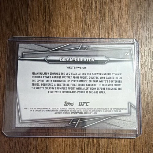 Topps 2026 Topps Chrome UFC Islam Dulatov RC Rookie #24 Serial Numbered 105/399 image 2