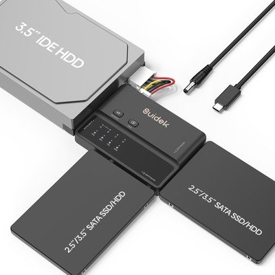 USB 3.0 to IDE and SATA Adapter, Type-C 5Gbps External Hard Drive Reader Conv...