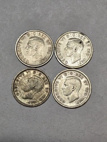 Canadian 80% Silver Dime Coin Lot Of 4