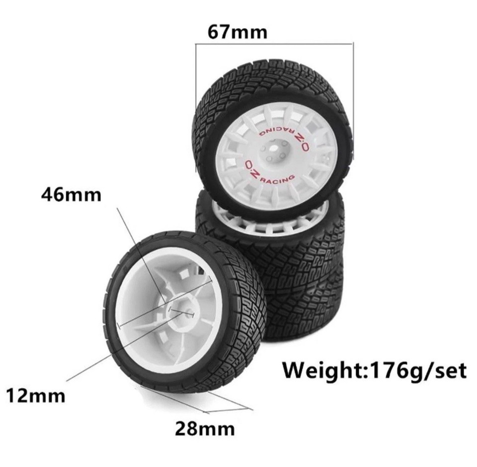 OZ RACING - 1/10 RC Car Rally Wheels Set 67mm Outer Diameter 12mm Hex w ...