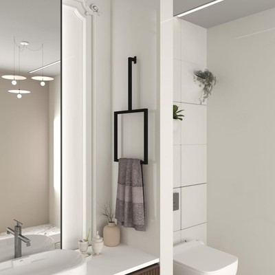 Unique Vertical Towel Rack Wall Mounted for Bathroom, Metal Square Towel Hold...
