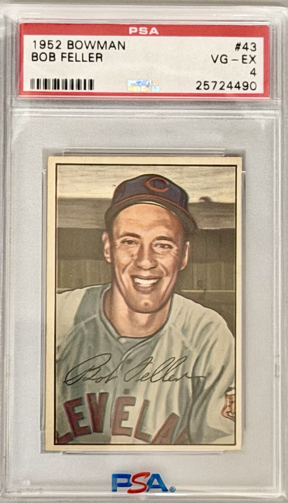1952 Bowman #43 Bob Feller HOF Indians PSA 4