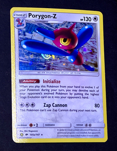 2018 Pokemon PORYGON-Z Burning Shadows COSMOS HOLO Card 105a/147 HD GALAXY SWIRL