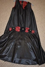 Flapper Cabaret 1920s-style Misses Dress Costume - Black WRosettes -Medium