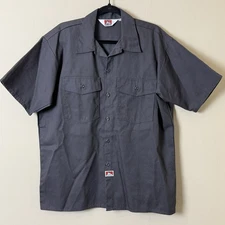 Ben Davis Men’s Button Work Shirt Cotton/Polyester Blend Size L Gray Made in USA