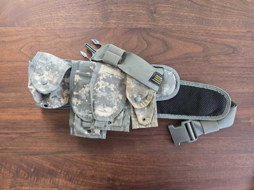 USGI LBT EQUIPMENT PADDED WAR BELT LARGE ACU + 4 POUCH DOUBLE MAG 9MM