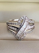 1ct Natural Diamond Gold Ring 1 Carat Cluster 375 9ct Ring Heavy 5g Art Deco