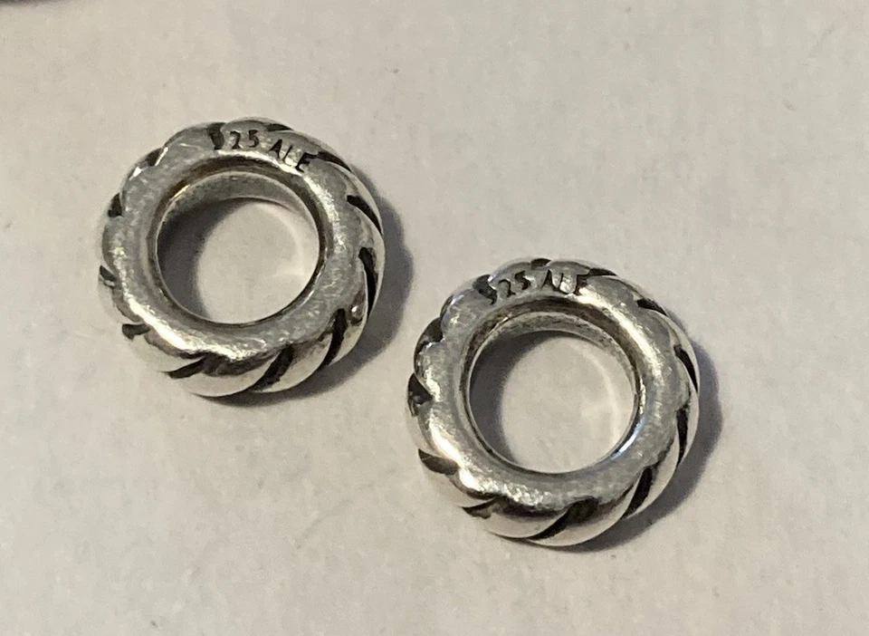 Pandora 18cm Black Leather Bracelet with 8 Charms & Spacers. - Image 3 of 4