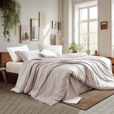 100 Cotton Duvet Cover Set Full Size - 400 Thread Count Sateen Egyptian Cott...