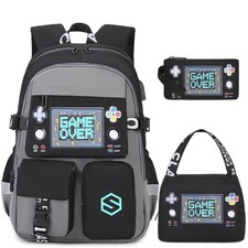Mochila escolar luminosa para niños con bolsa de almuerzo estuche para lápices puerto USB