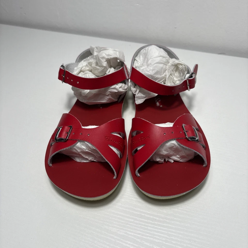 Sun San Surfer Red Sandals-Two Straps-Leather Toddler Kids Size 5 NEW - Image 2 of 4