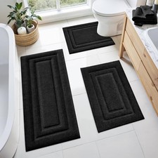 Bathroom Rugs Sets 3 Piece, Microfiber Shaggy Bath Mat Set, Non-Slip Ultra