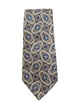 Vintage Liberty of London 100% Silk Tie Brown Beige Blue Floral Print USA Made