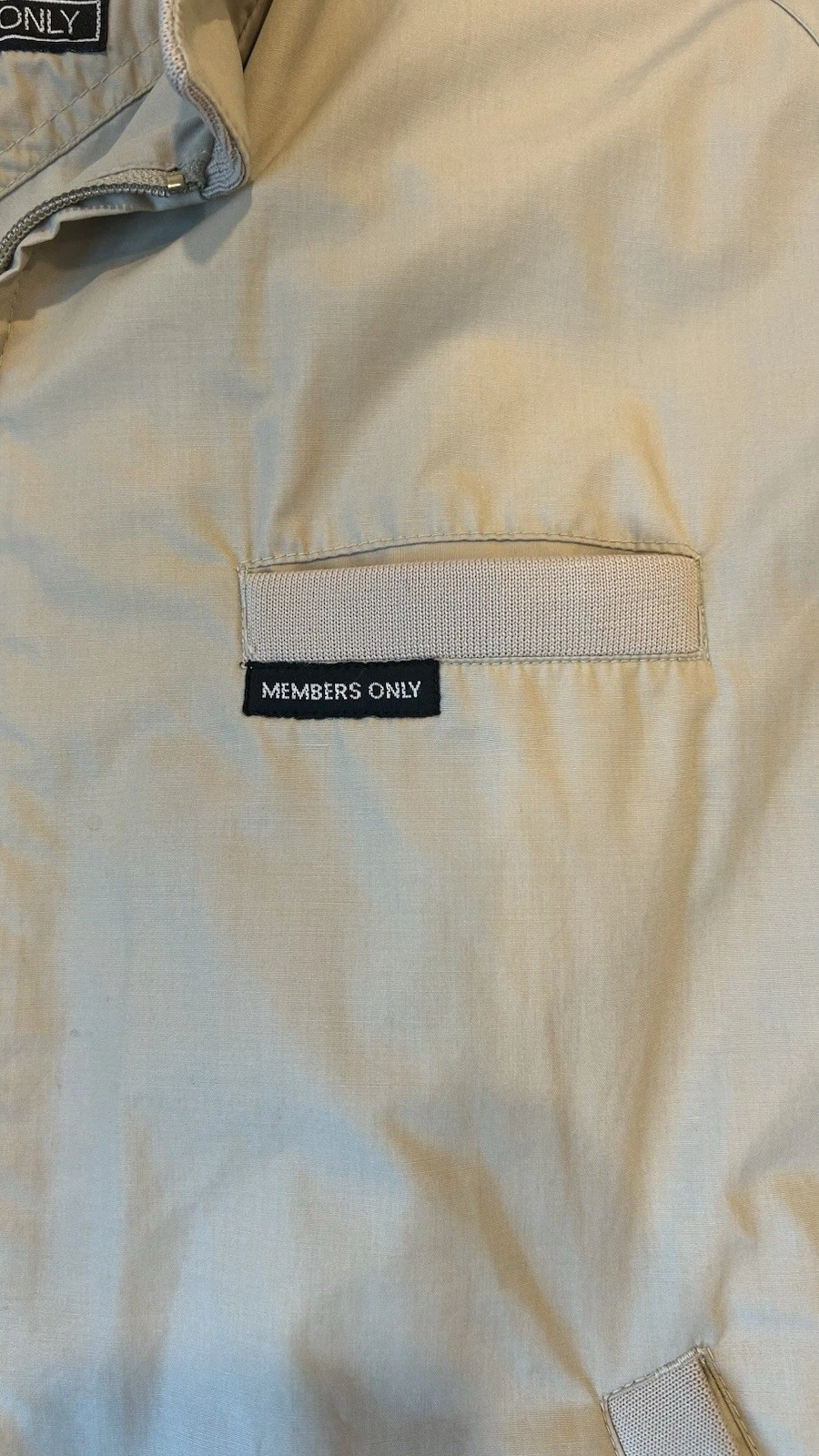 Vintage Members Only Jacket Tan Beige Mens Large Full Zip Epaulettes image 2