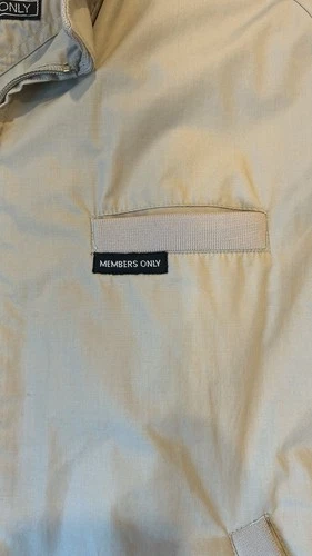 Vintage Members Only Jacket Tan Beige Mens Large Full Zip Epaulettes image 2