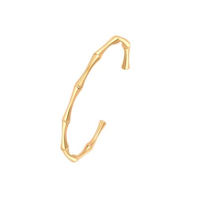 Bambus Love Manschette Armreif Armband für Damen zierlich 18K Gold offen Arm Manschette oval Br