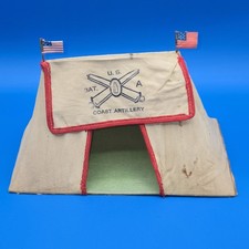 BARCLAY MANOIL 1930s CANVAS US COASTAL ARTILLERY TOY SOLDIER TENT L4