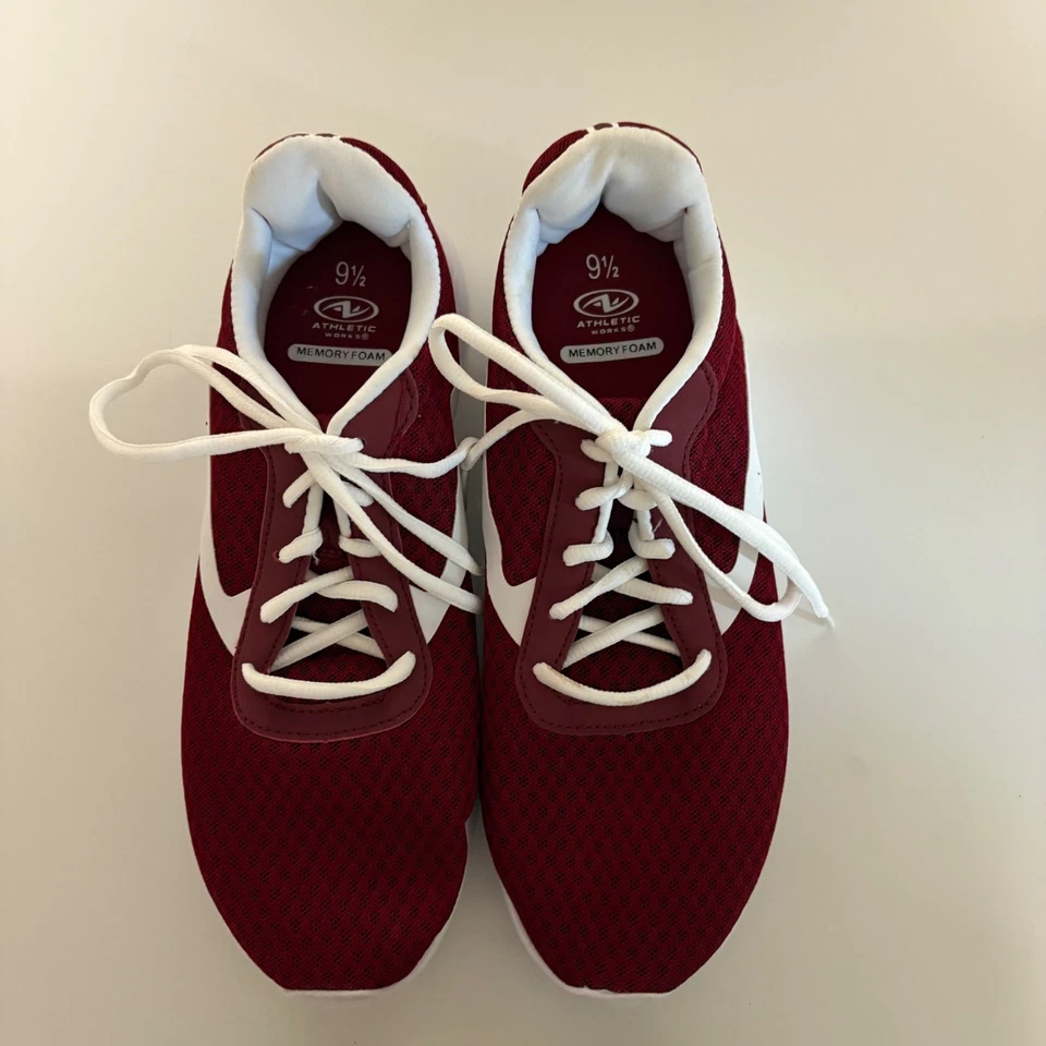 Zapatillas deportivas Athletic Works para mujer de espuma viscoelástica granate talla 9,5 ligeras con cordones Foto 4 de 4